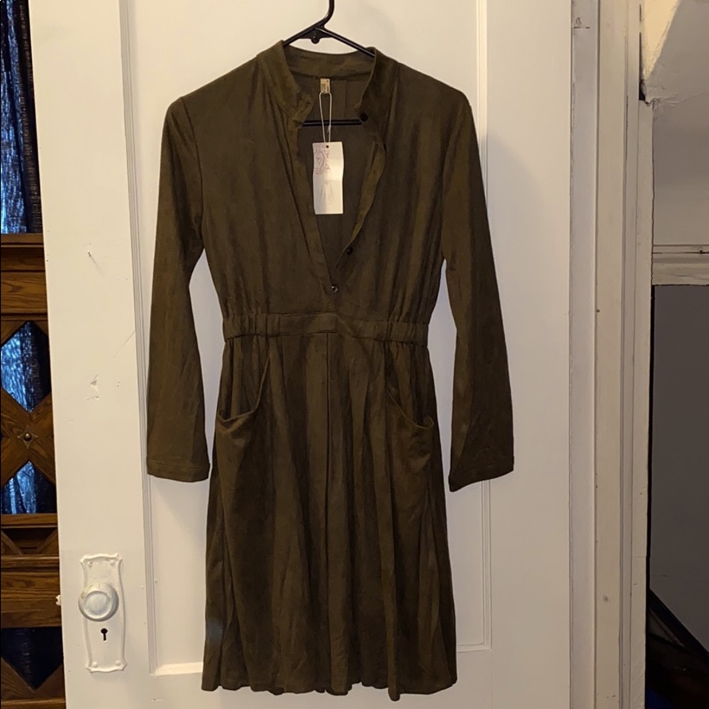 Green suede dress